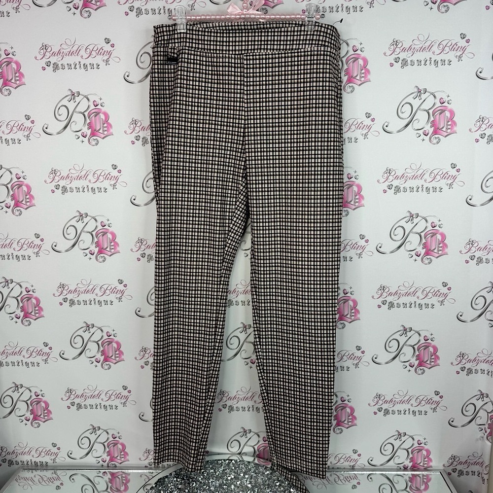 Zac & Rachel pants bottoms gingham pink Plaid Pants in Black and White